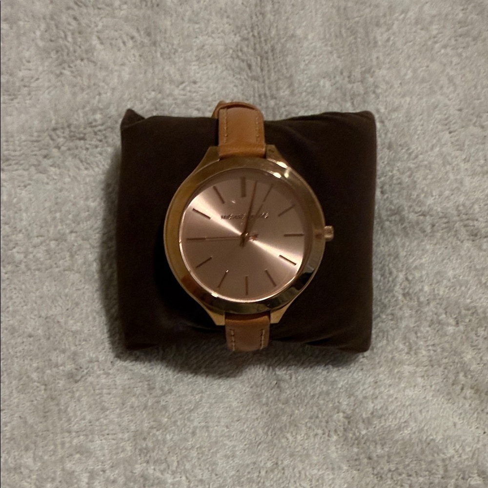 Michael Kors Rose Gold Watch with Brown Strap